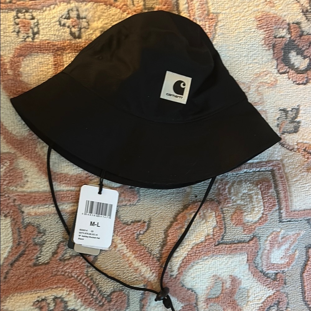 Carhartt Black Bucket Hat with Chin Strap